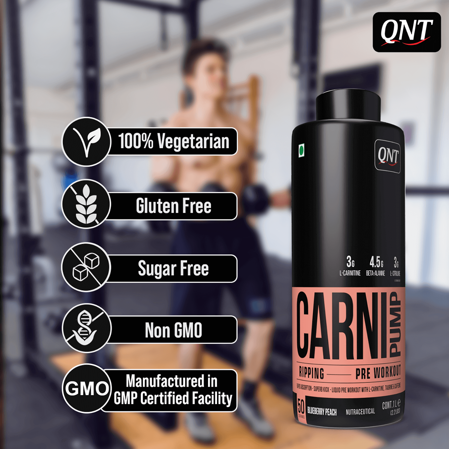 QNT Carni Pump | Liquid Pre-Workout for Fat Loss & Energy